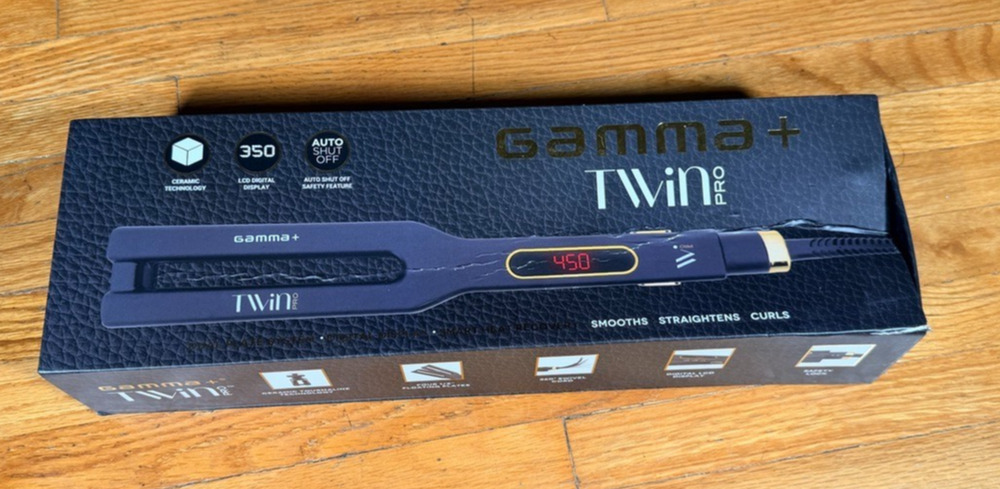 Gamma+ Twin Pro Flat Iron 1/2" Ceramic Tourmaline Digital 450°F Black Gold